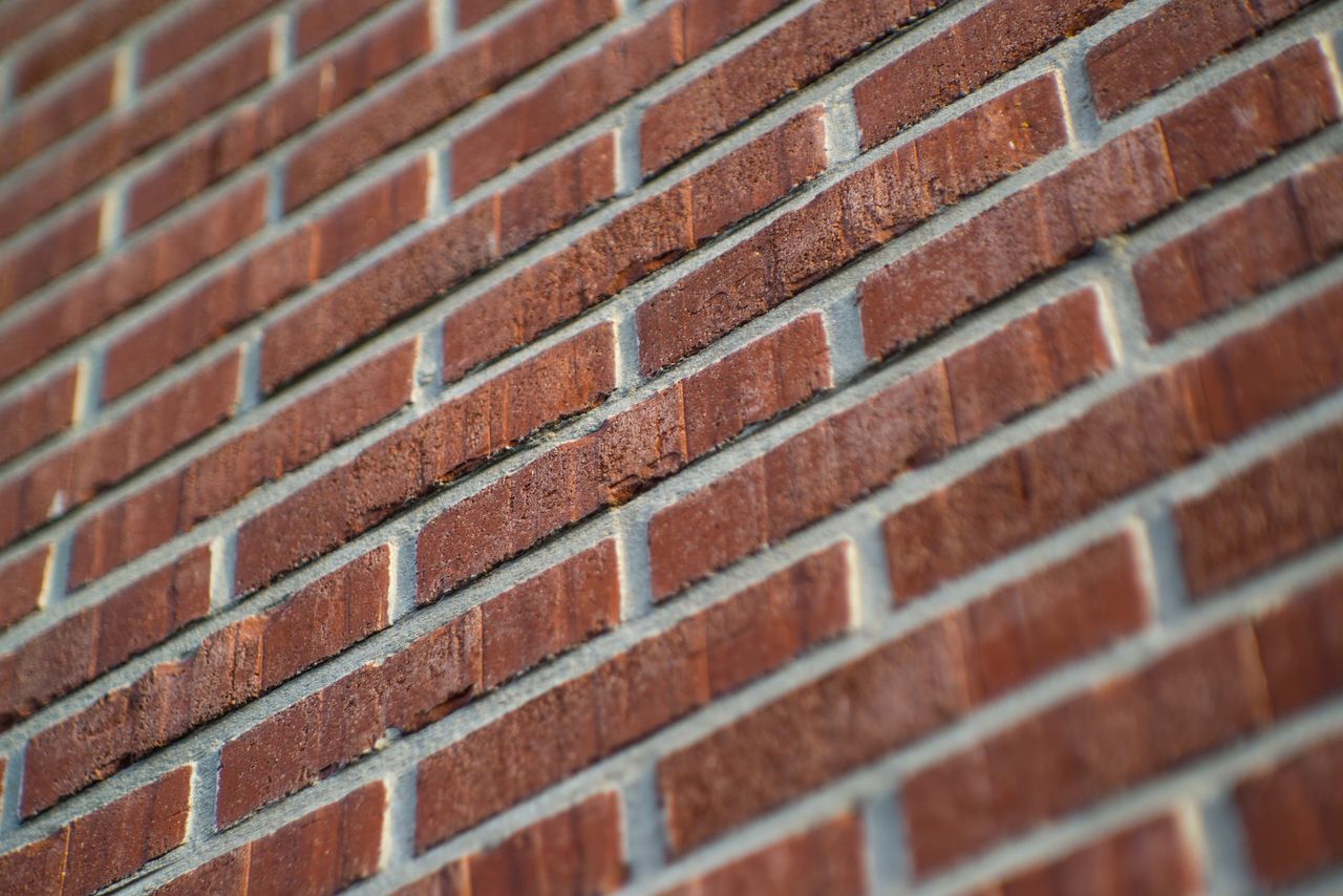 Close-up of the building fabric, showing brickwork and pointing