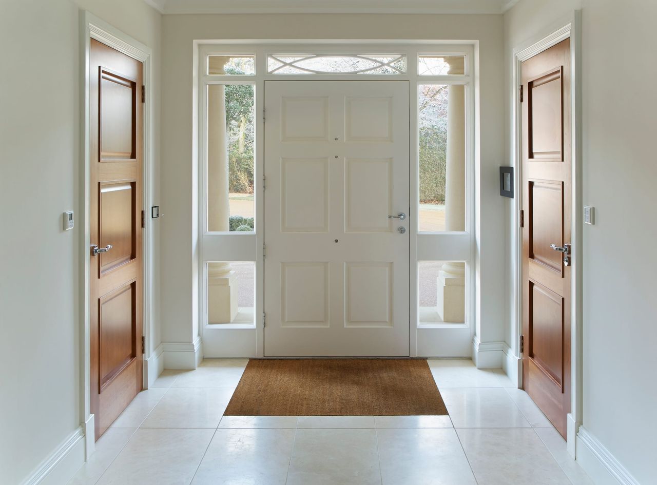 The bright, well-kept entrance hall of a conventional home in good order